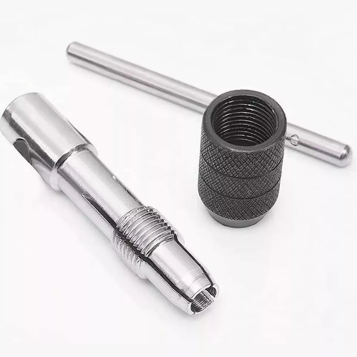 5 Machuelos Con Maneral Brocas Para Rosca Roscador M3 - M8 Gris