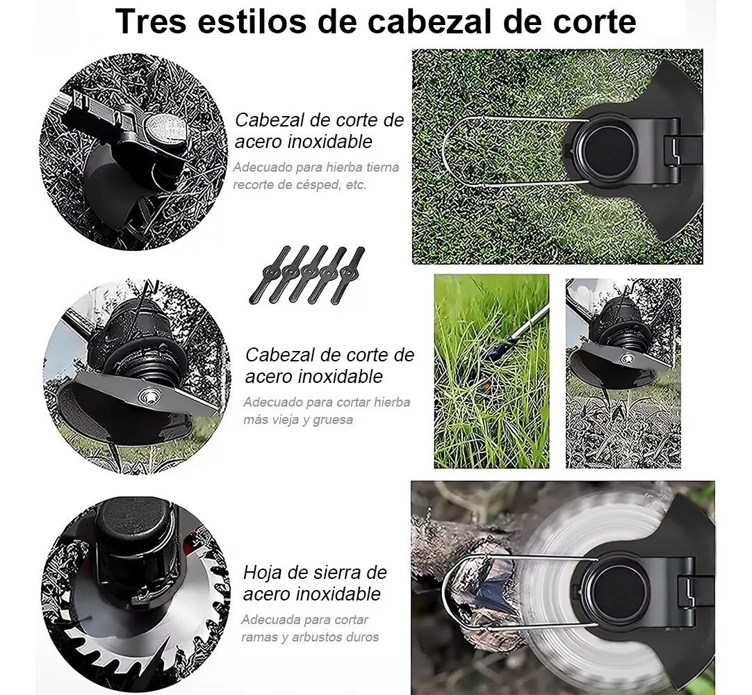 Desbrozadora Eléctrico Inalámbrico 850w Con 2 Baterías 42v Negro