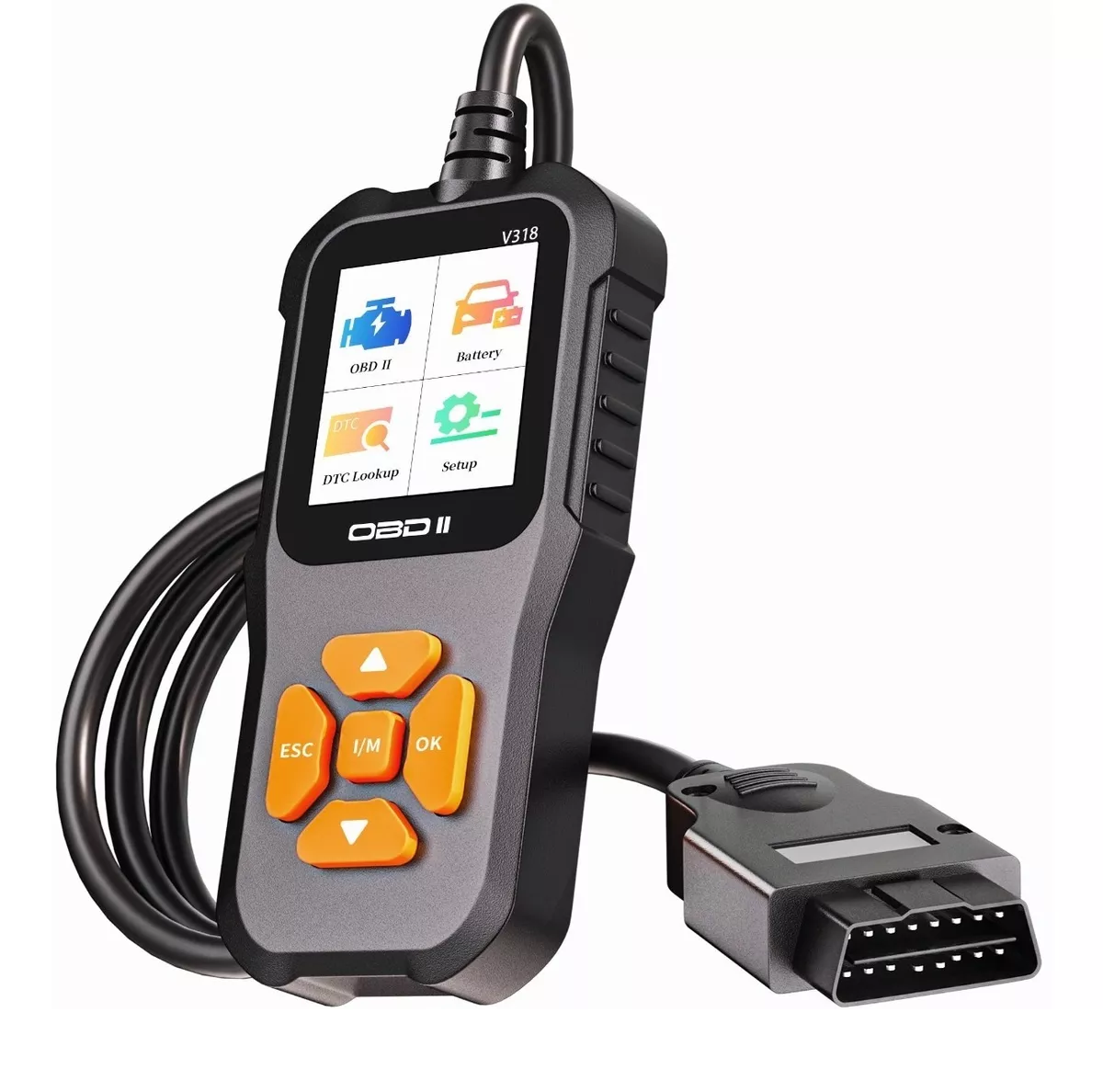 Escaner Automotriz Obd2 Can O2 Sensor I/m Leer Borrar Código Negro  botones naranjas