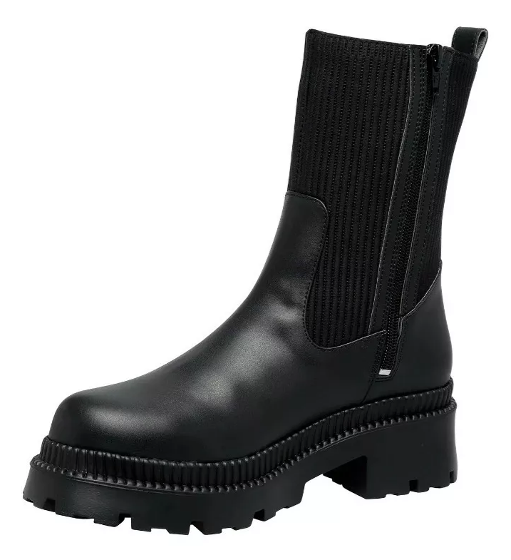 Bota negra larga tipo calcetín para dama
