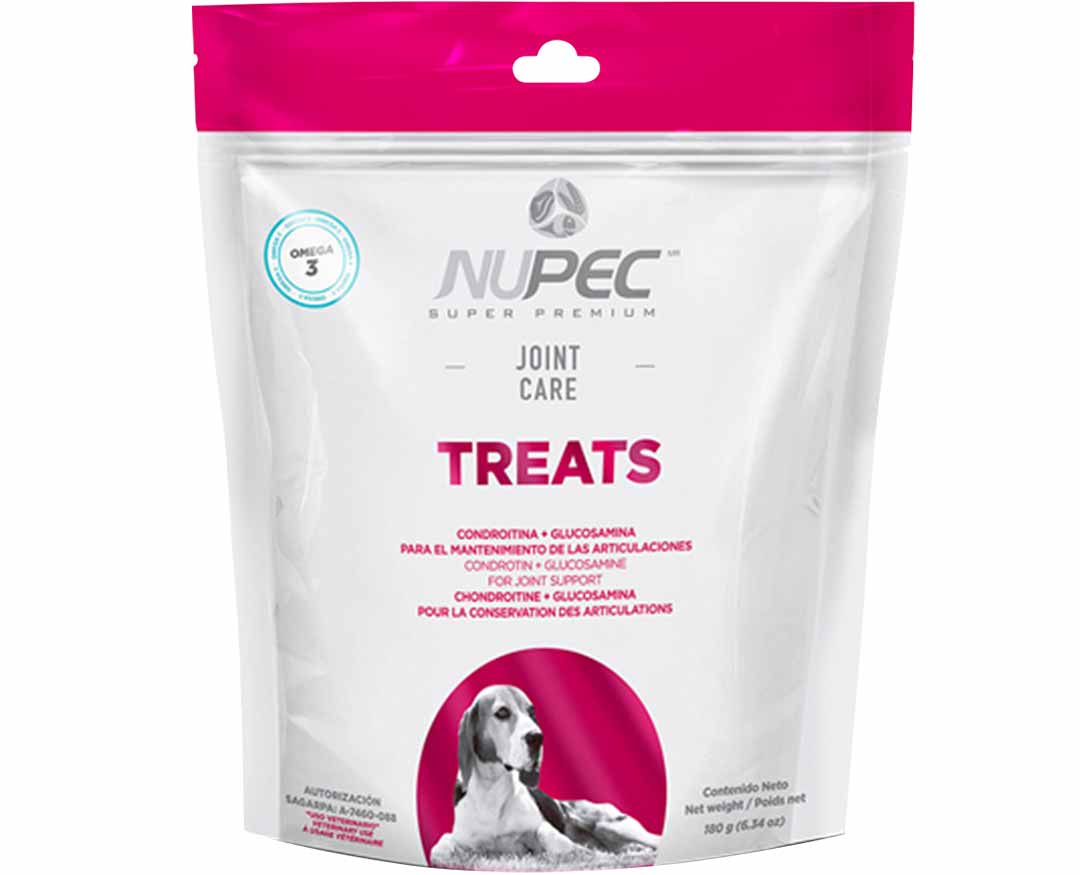 Nupec Joint Care Treats croqueta para perro adulto, un premio con glucosamina y condroitina para fortalecer las articulaciones y mantener la vitalidad de tu mascota. Bolsa de 180 g