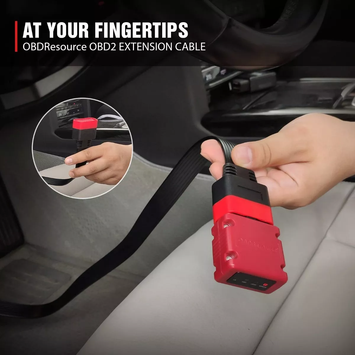 Cable De Extensión Obd2 16 Pin Para Escaner Automotriz 36cm negro/rojo/amarillo