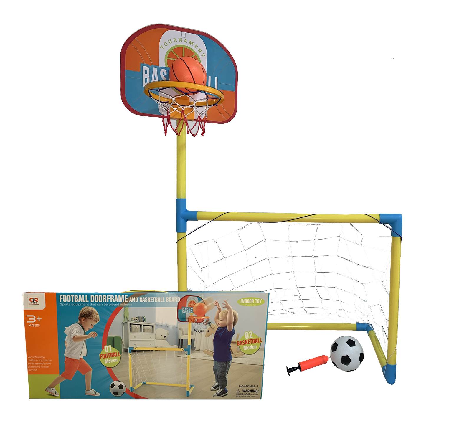 Portería Canasta Basquetbol Y Fútbol Juguete Plástico 2en1 Niños