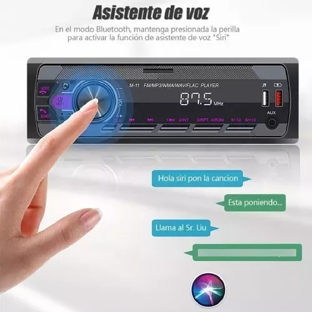 Auto Estereo Bluetooth Mp3 Radio Manos Libres Aux Fm Sd Usb Negro