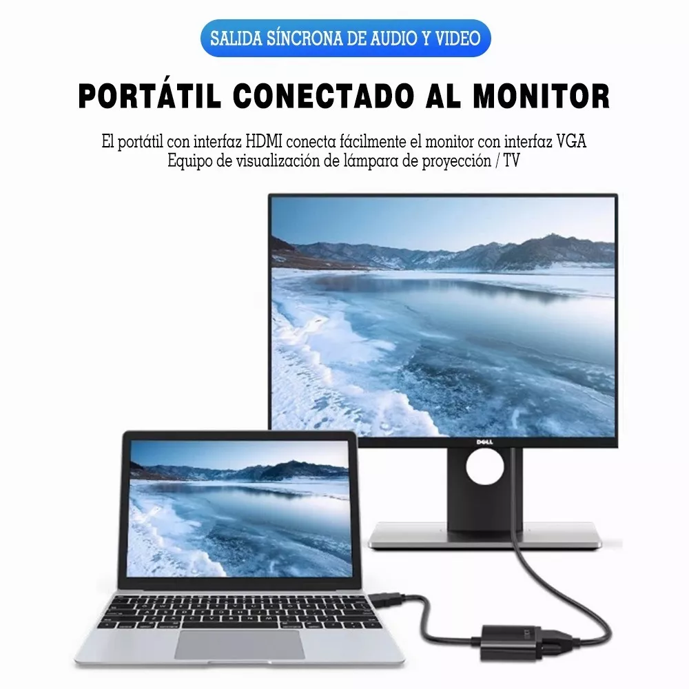 Cable Adaptador Convertidor Hdmi A Vga +regalo Cable 3.5mm Negro