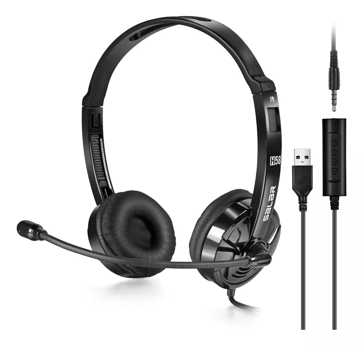 Audífonos Alámbricos Gamer Diadema Call Center Con Micrófono Negro