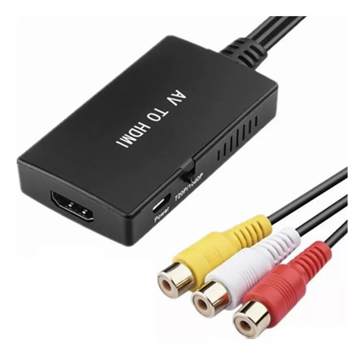 Convertidor Av A Hdmi, Adaptador Compuesto Negro