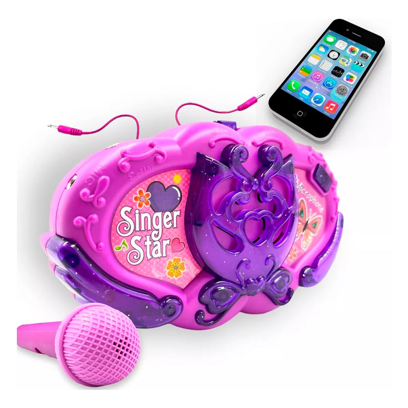 juguete Portátil Karaoke Mp3 Para Cintura Musica Micrófono Para niñ@s morado/rosa