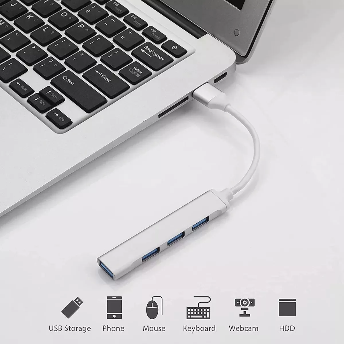 Adaptador Multipuerto Hub Delgado De 4 Puertos Usb 3 0 B Blanco