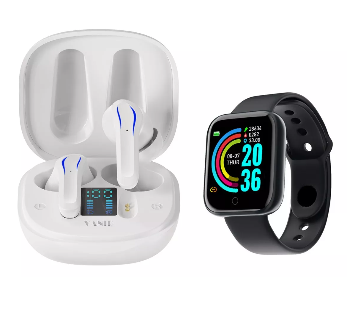 Audífonos In-ear Inalámbricos Con Smartwatch Blanco/Negro