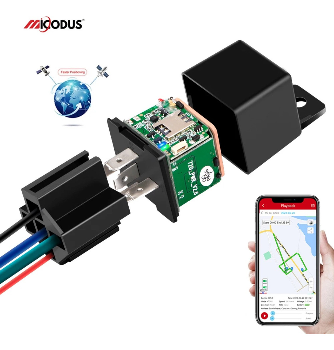 Localizador MiCODUS MV720 Relevador Corte de corriente remoto app gratis