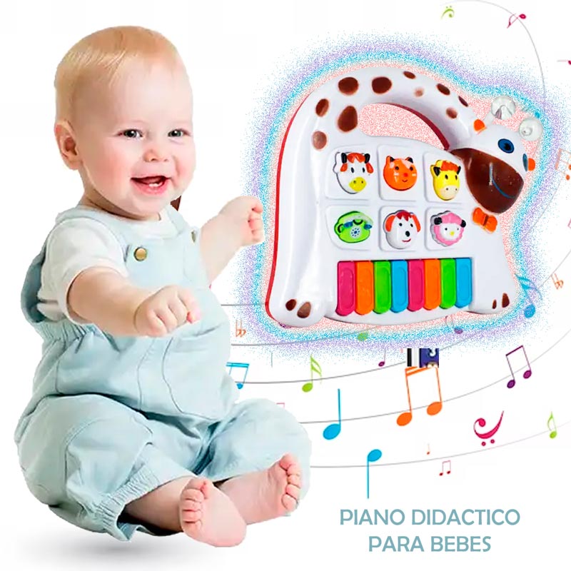 Piano Jirafa  Musical Didactico Luz Sonido Bebe Juguete blanco