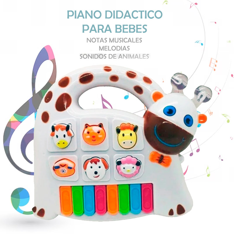 Piano Jirafa  Musical Didactico Luz Sonido Bebe Juguete blanco