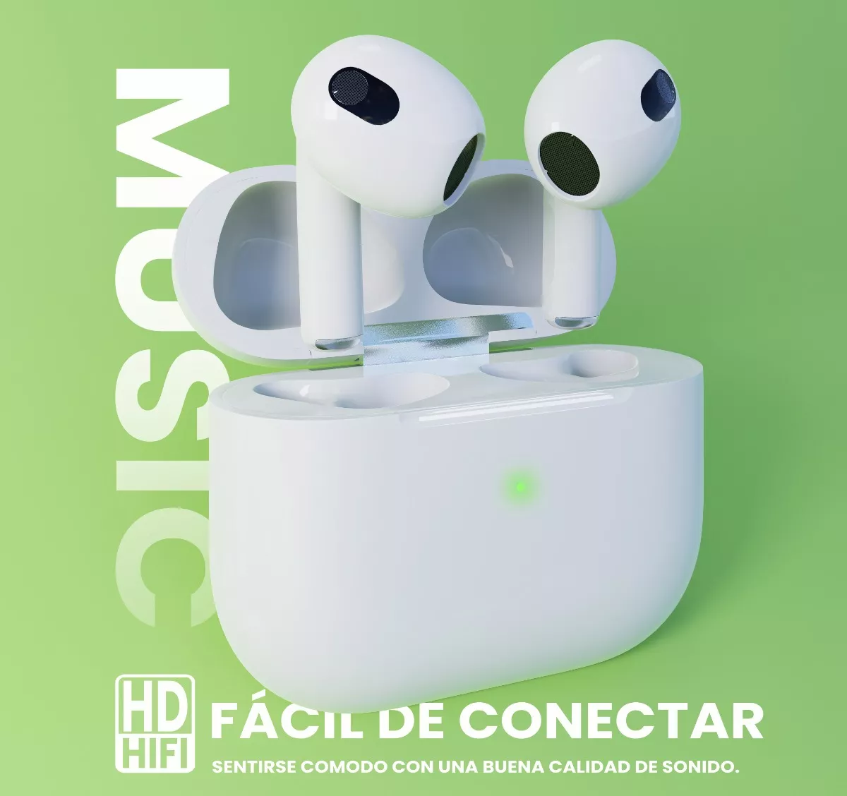 Audífonos in-ear gamer inalámbricos R60S x 2 unidades blanco con luz naranja LED