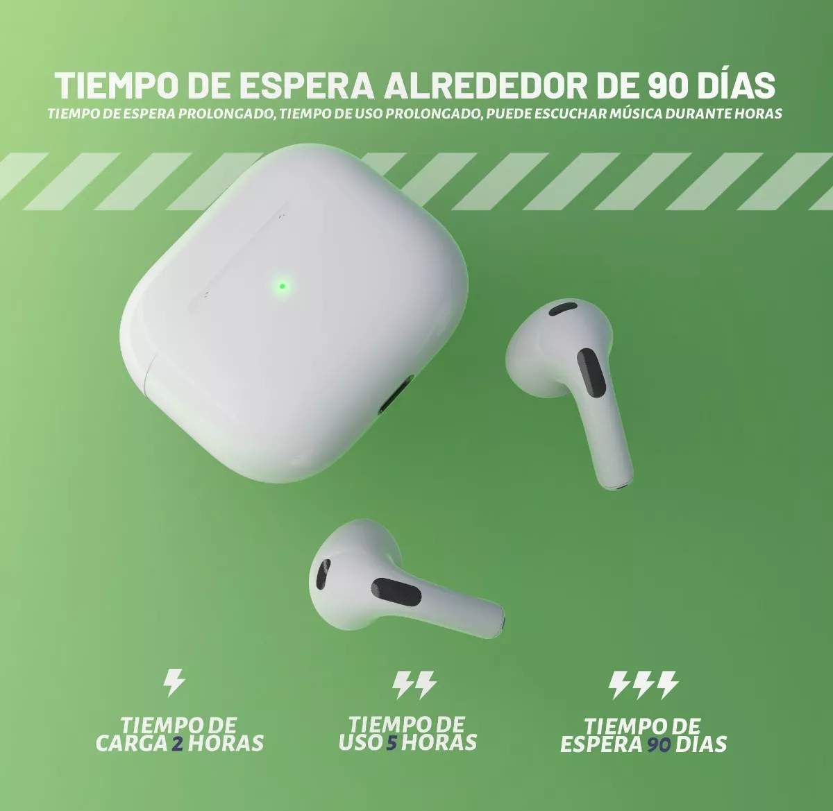 Audífonos in-ear gamer inalámbricos R60S x 2 unidades blanco con luz naranja LED