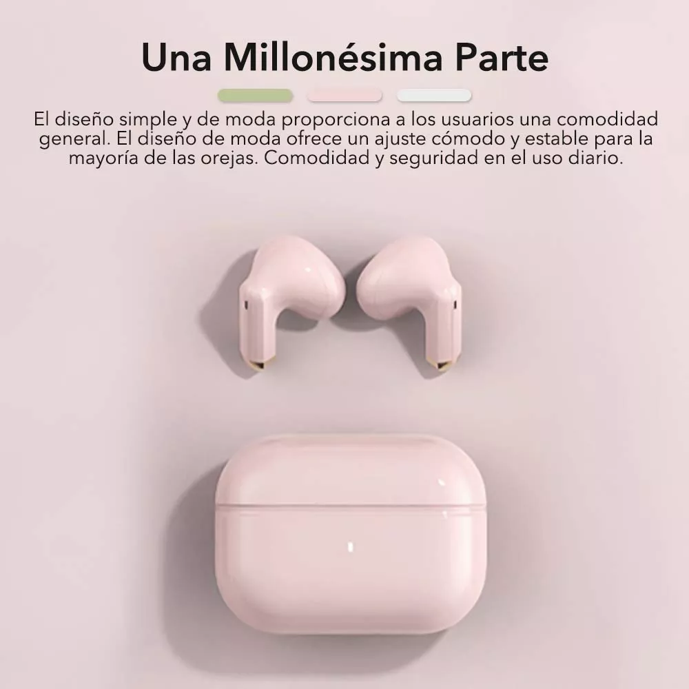 Audífono in-ear inalámbrico Bluepods Mini 1 rosa con luz LED