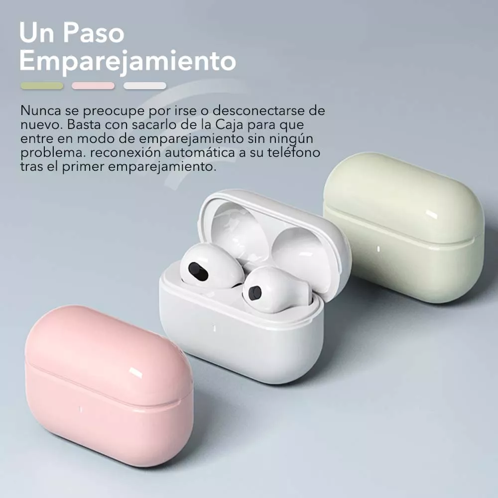 Audífono in-ear inalámbrico Bluepods Mini 1 rosa con luz LED