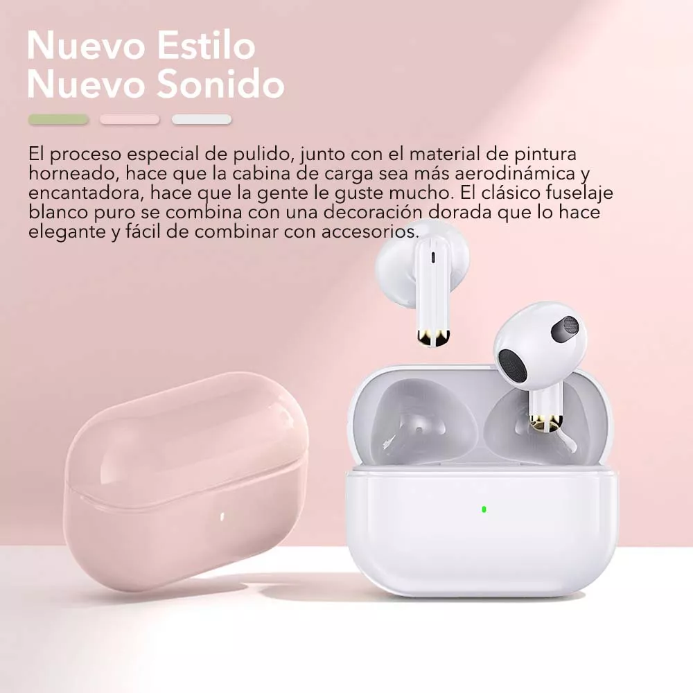 Audífono in-ear inalámbrico Bluepods Mini 1 rosa con luz LED