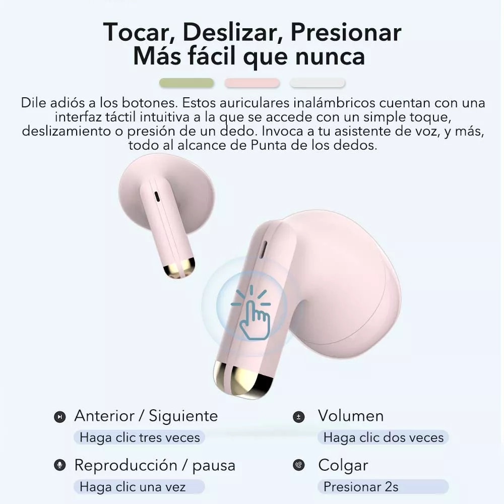 Audífono in-ear inalámbrico Bluepods Mini 1 rosa con luz LED