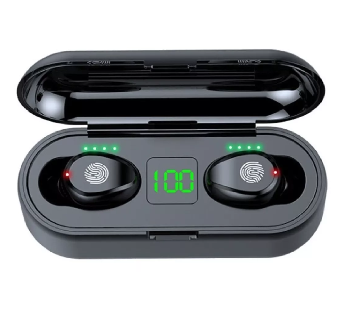 Audífonos in-ear inalámbricos F9 negro con luz LED