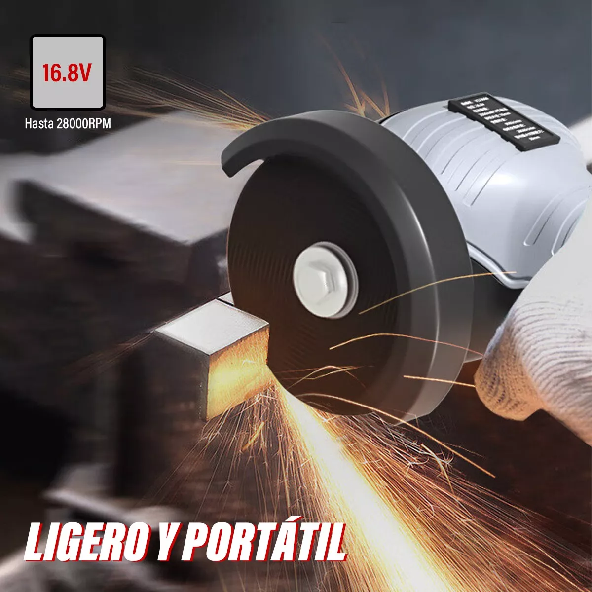 Mini Esmeril Angular Inalámbrica Pulidora 16.8v 75mm28000rpm Gris/Negro