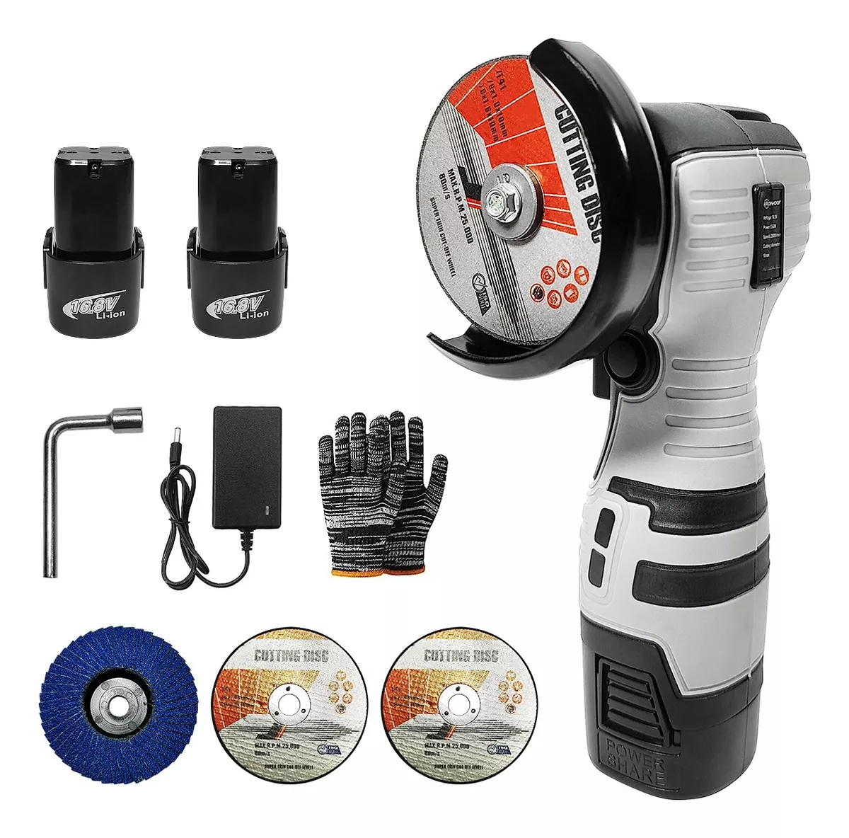 Mini Esmeril Angular Inalámbrica Pulidora 16.8v 75mm28000rpm Gris/Negro