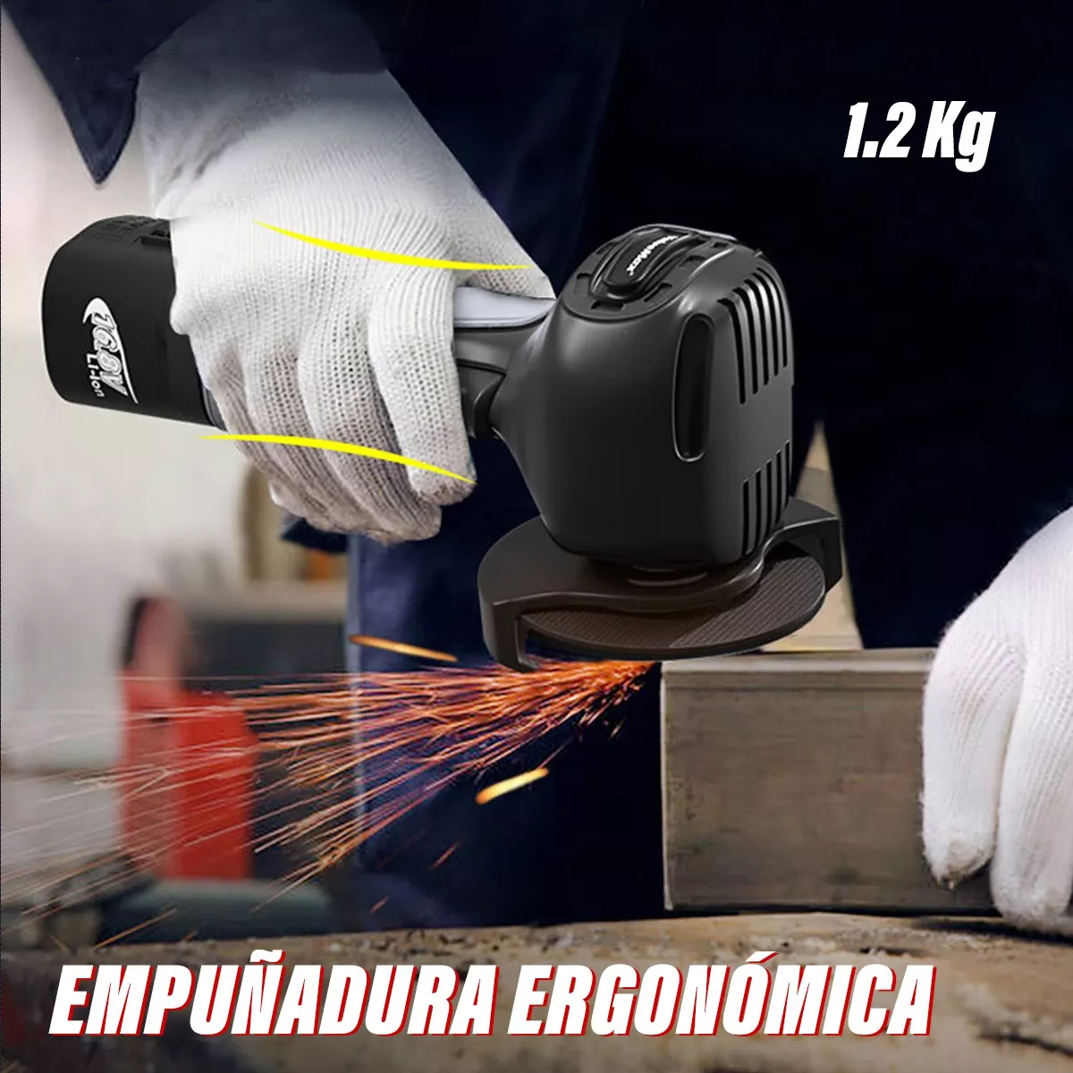 Mini Esmeril Angular Inalámbrica Pulidora 16.8v 75mm28000rpm Gris/Negro