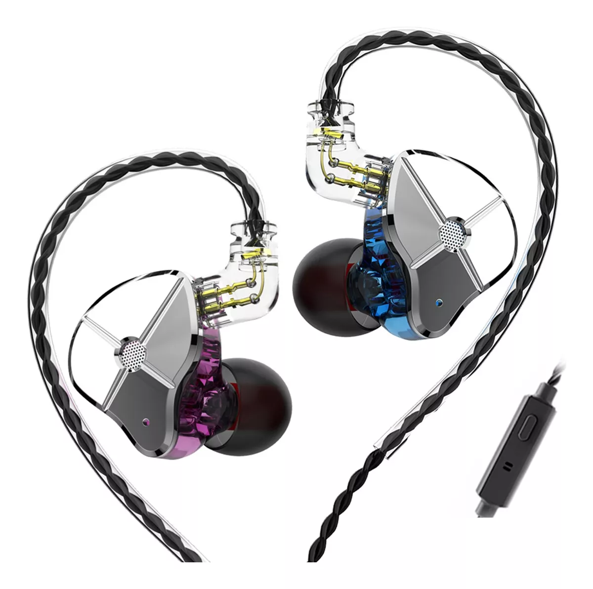 Audífonos Intraurales Trn St1, Con Micrófono, Azul+violeta