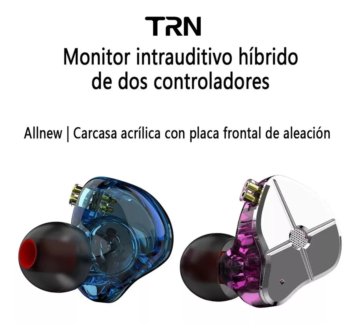 Audífonos Intraurales Trn St1, Con Micrófono, Azul+violeta