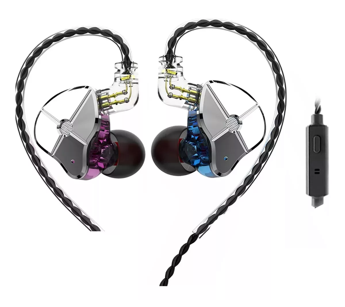 Audífonos Intraurales Trn St1, Con Micrófono, Azul+violeta