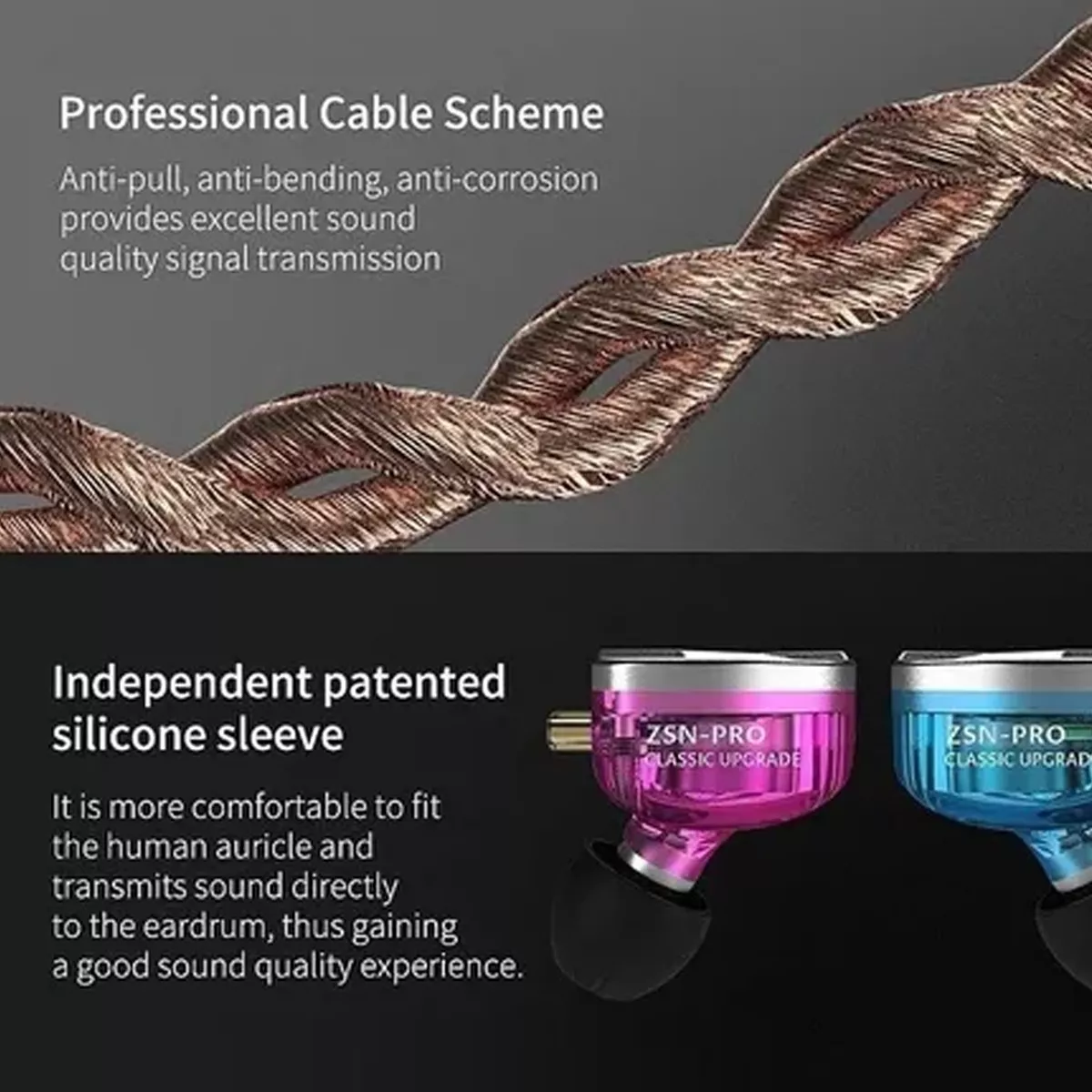 Audífonos in-ear gamer con cable ZSN Pro with mic KZ ZSN Pro violeta