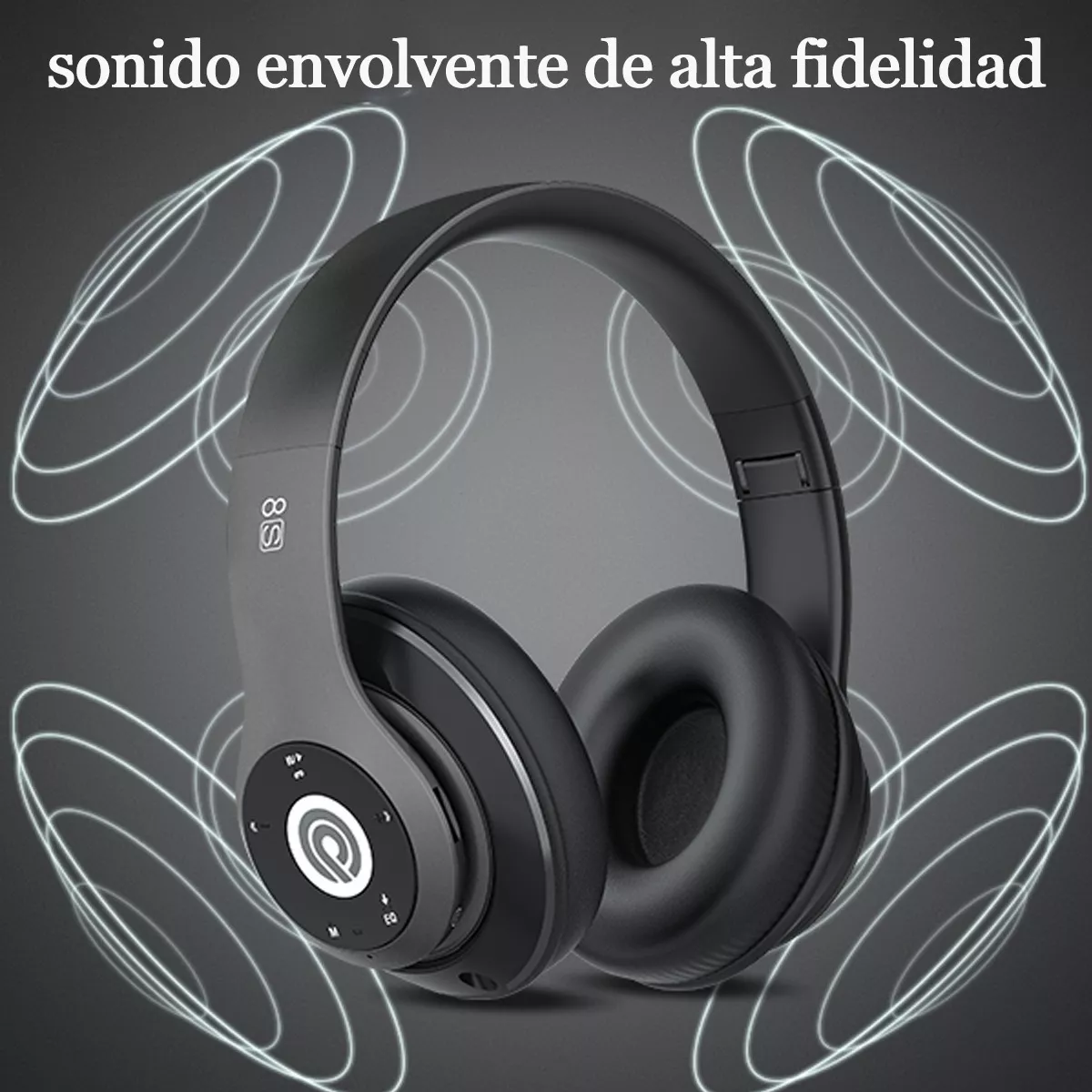 Audífonos Inalámbrico Diadema Con Microfono Bluetooth 52hora Negro