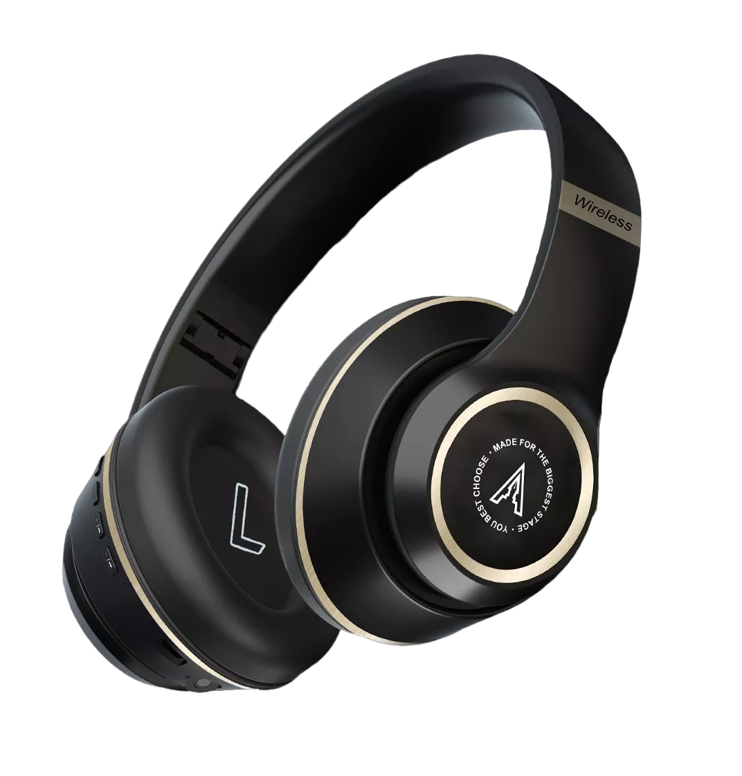 Audifonos De Diadema Inalambricos Bluetooth Plegable Con Mic Negro/Dorado