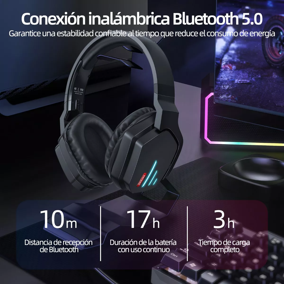 Audífonos Inalámbricos De Diadema Bluetooth Gamer Negro