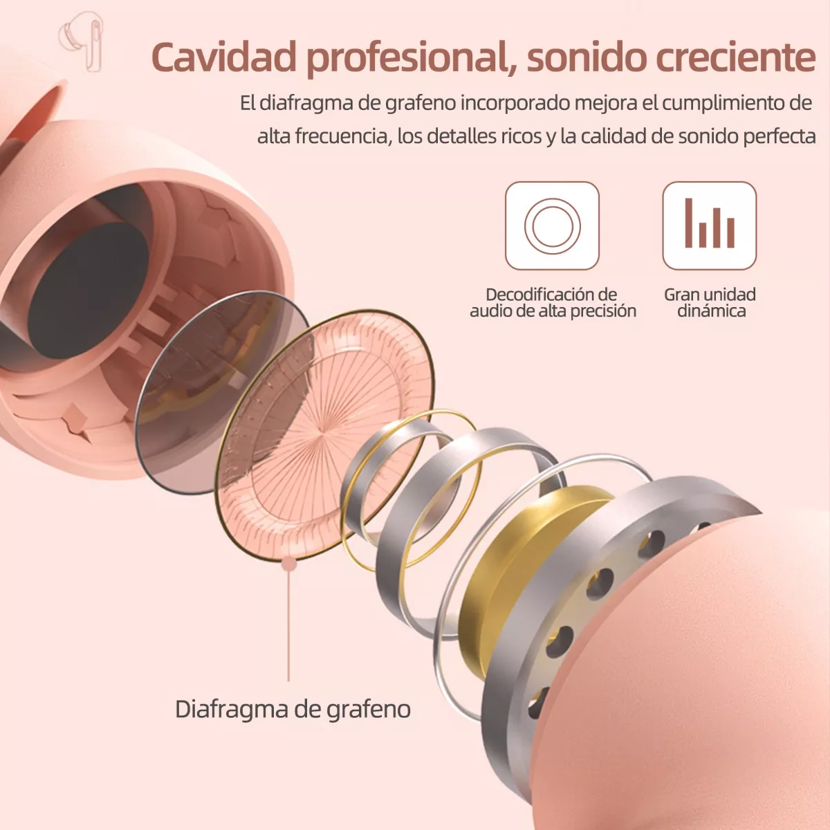 Audífonos Manos Libres Audífonos Inalambricos  Rosa