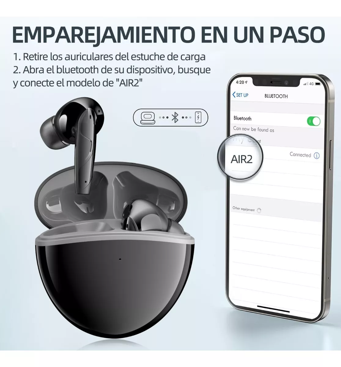 Audífonos Inalambricos Bluetooth Anc Cancelacion De Ruido Negro/Gris