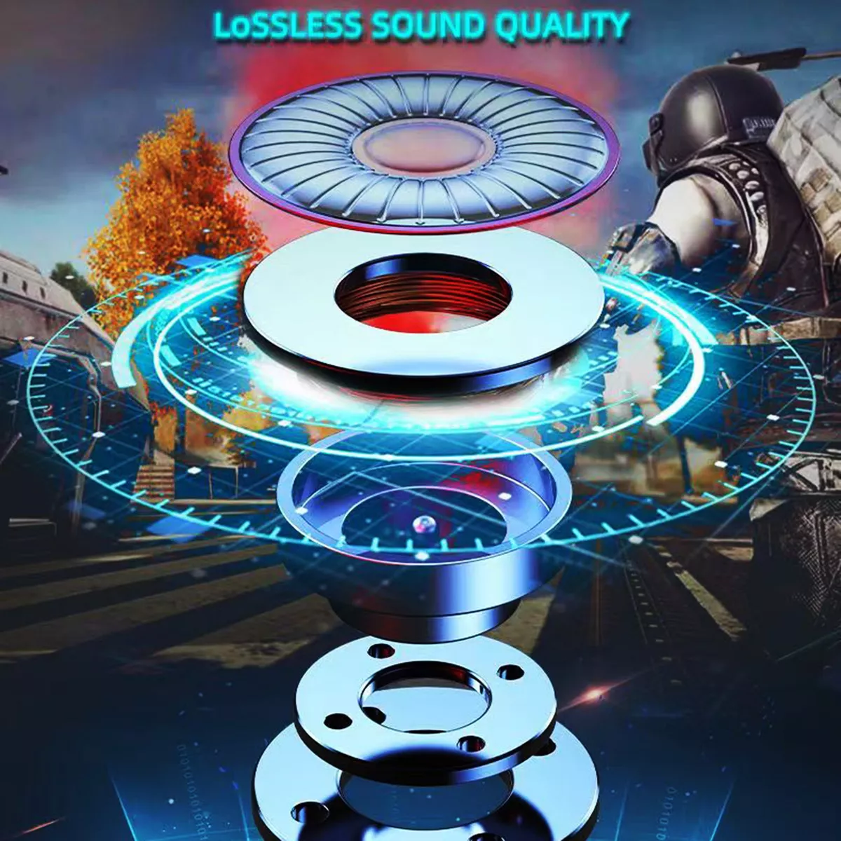 Audífonos Bluetooth OCCIAM inalámbricos auricular in-ear gamer K68 negro con luz LED
