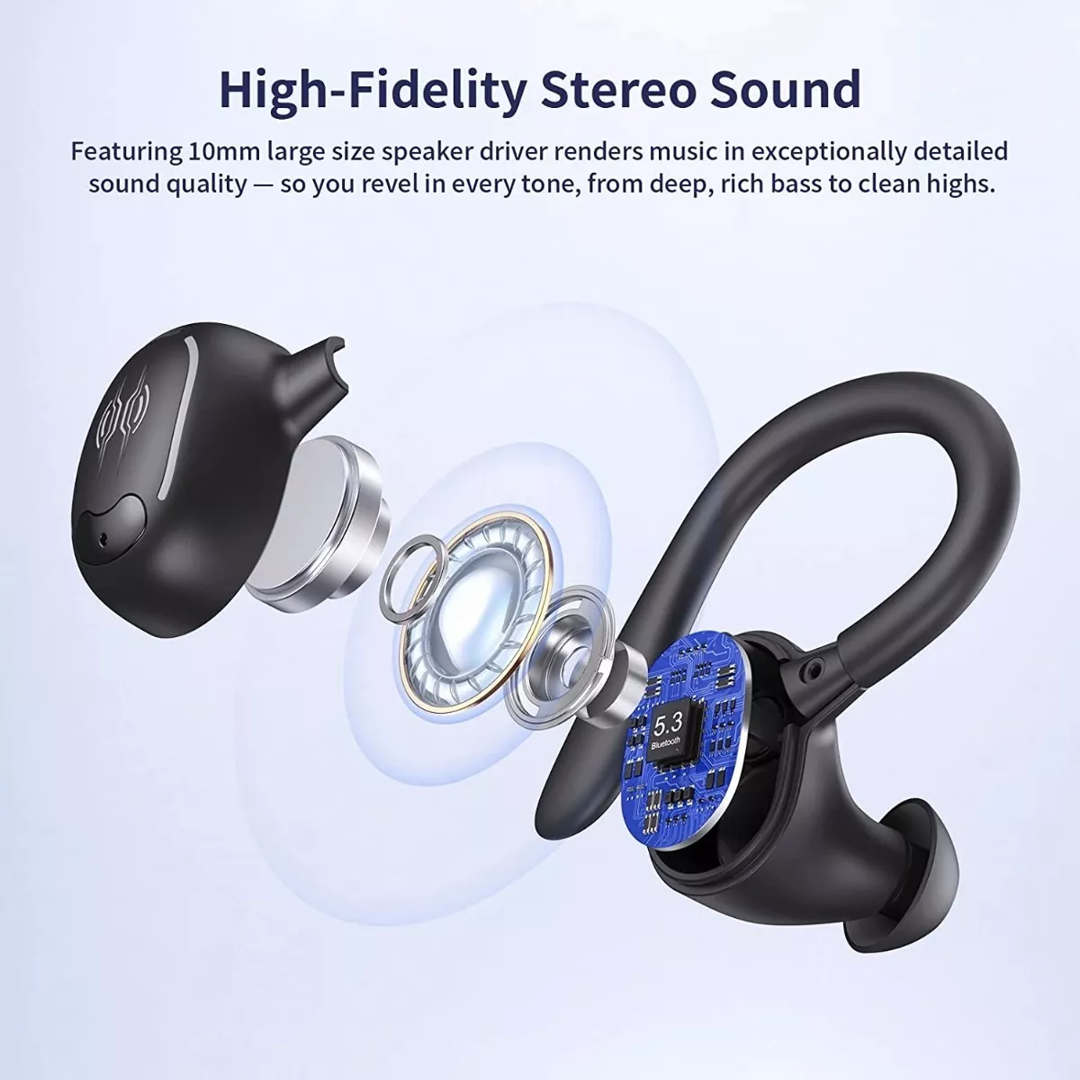 Auriculares Deportivos Bluetooth Impermeables Con Gancho Negro
