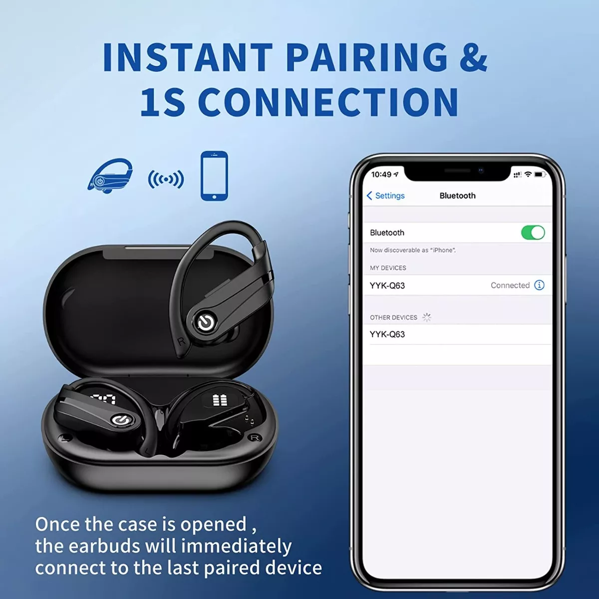 Audífonos In-ear Inalámbricos Deportivos Con Bluetooth Gris