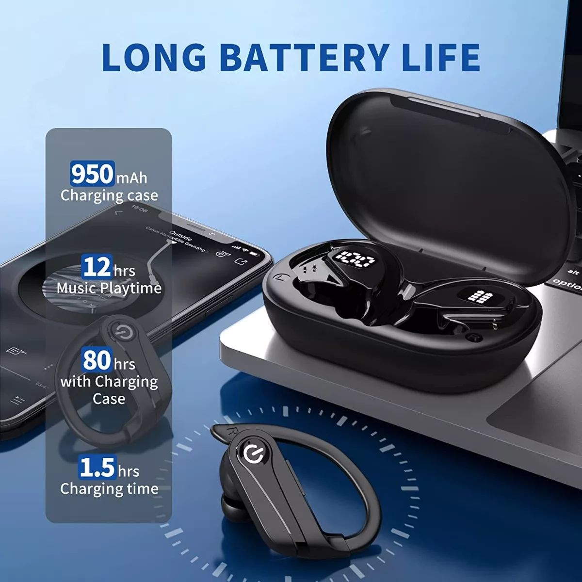 Audífonos In-ear Inalámbricos Deportivos Con Bluetooth Gris