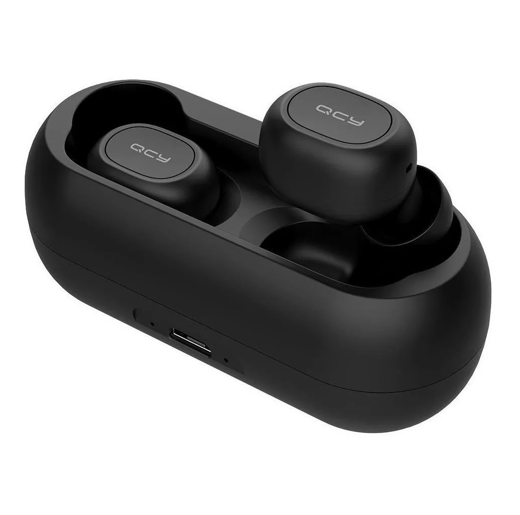 Audífonos in-ear inalámbricos QCY T1C negro con luz negro LED Bluetooth 5.0