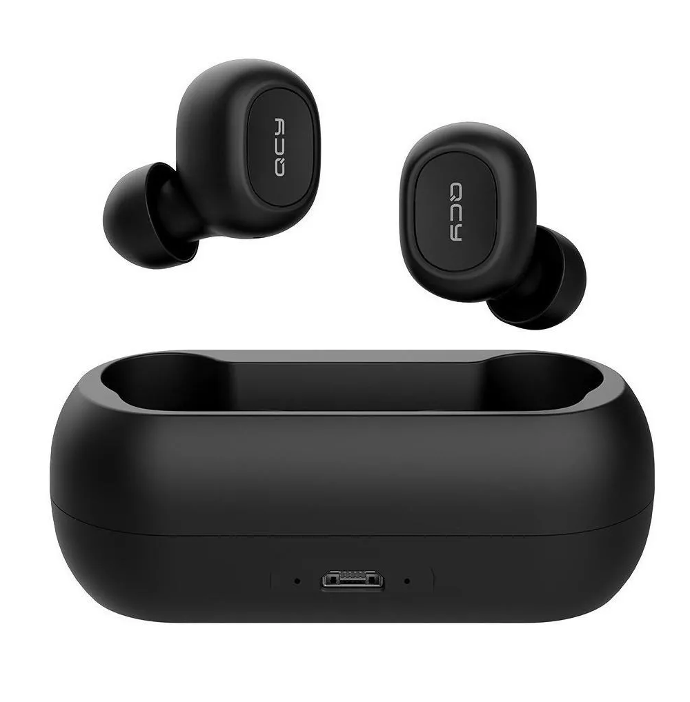 Audífonos in-ear inalámbricos QCY T1C negro con luz negro LED Bluetooth 5.0