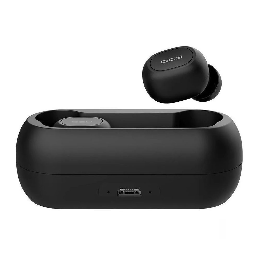 Audífonos in-ear inalámbricos QCY T1C negro con luz negro LED Bluetooth 5.0