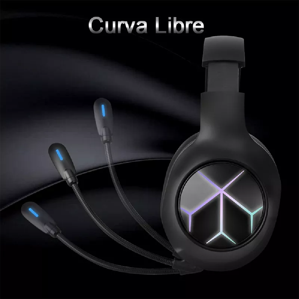 Auriculares Gamer Inalámbricos Bluetooth Diadema Juegos 2.4g Negro/lienas coloridas