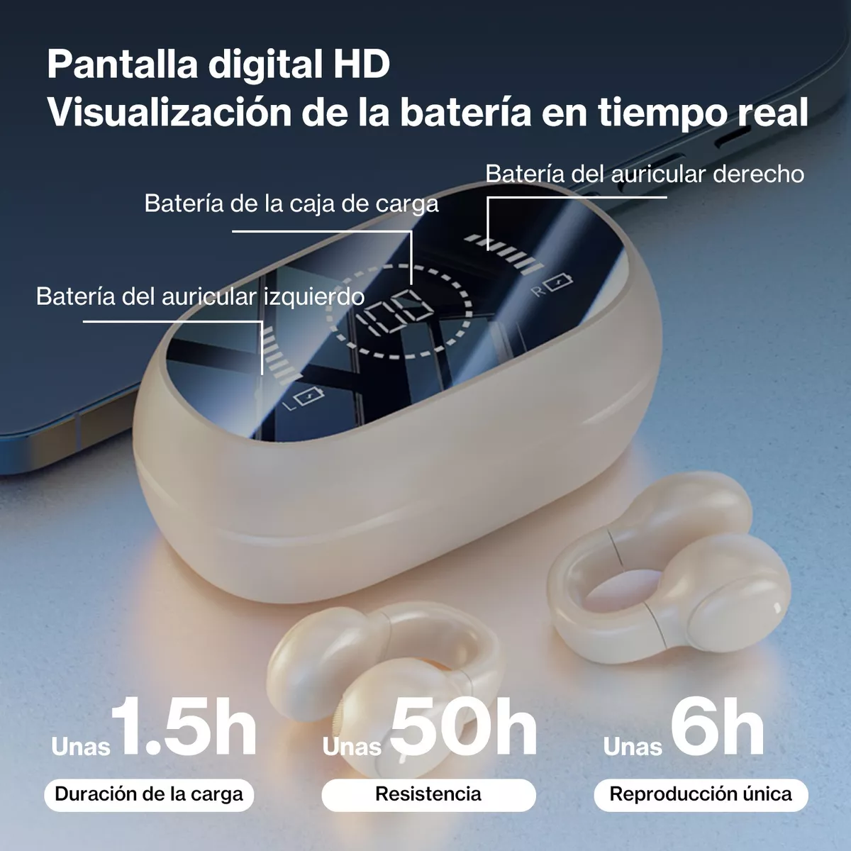 Audifonos Bluetooth Deportivos Inalámbricos Conducción Bige