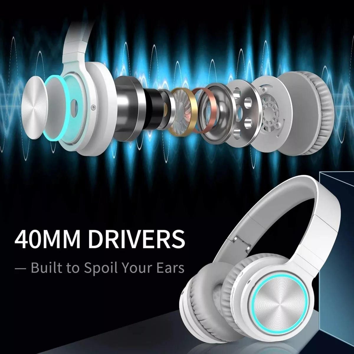 Audifonos Diadema Bluetooth Inalámbricos Dura 8 Horas Blanco/Gris