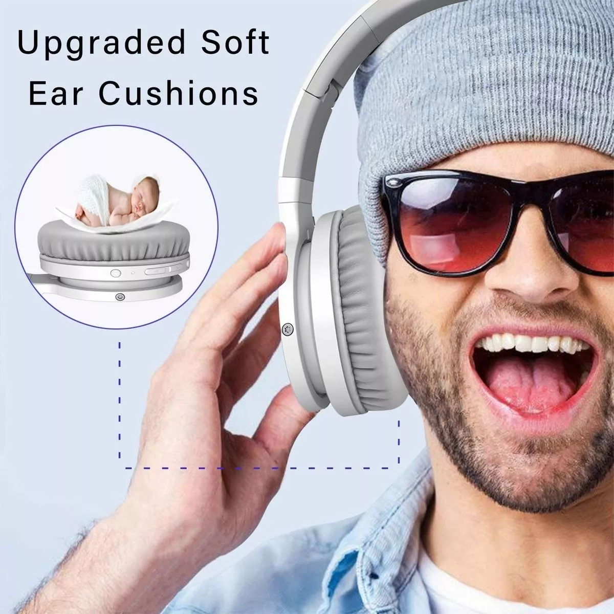Audifonos Diadema Bluetooth Inalámbricos Dura 8 Horas Blanco/Gris