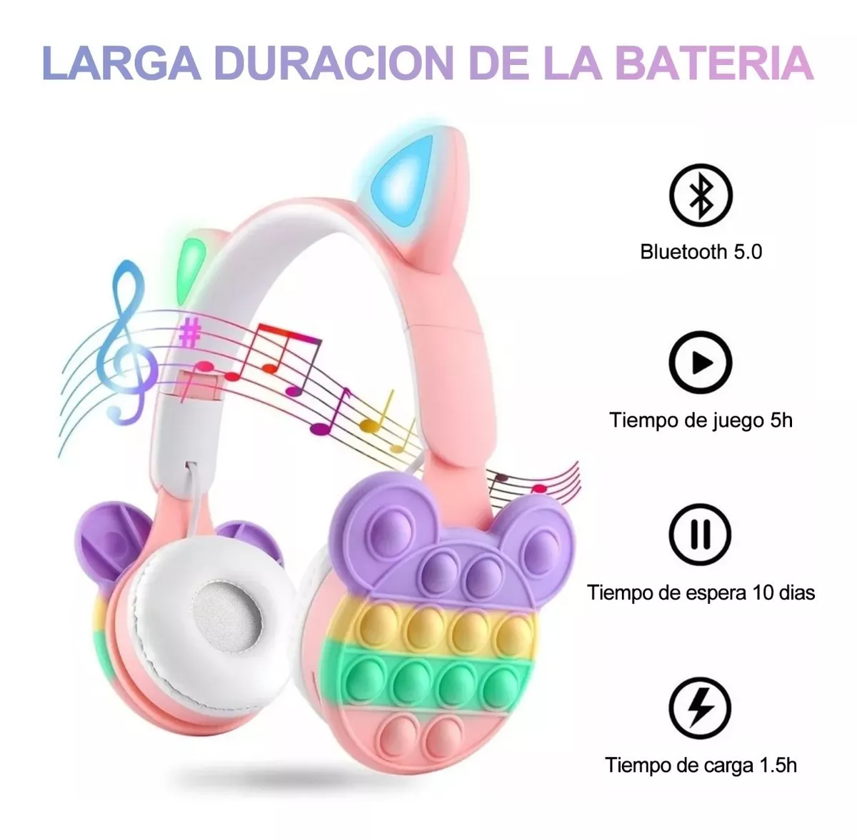 Audífonos De Diadema Belug Inalámbricos Bluetooth Color Rosa