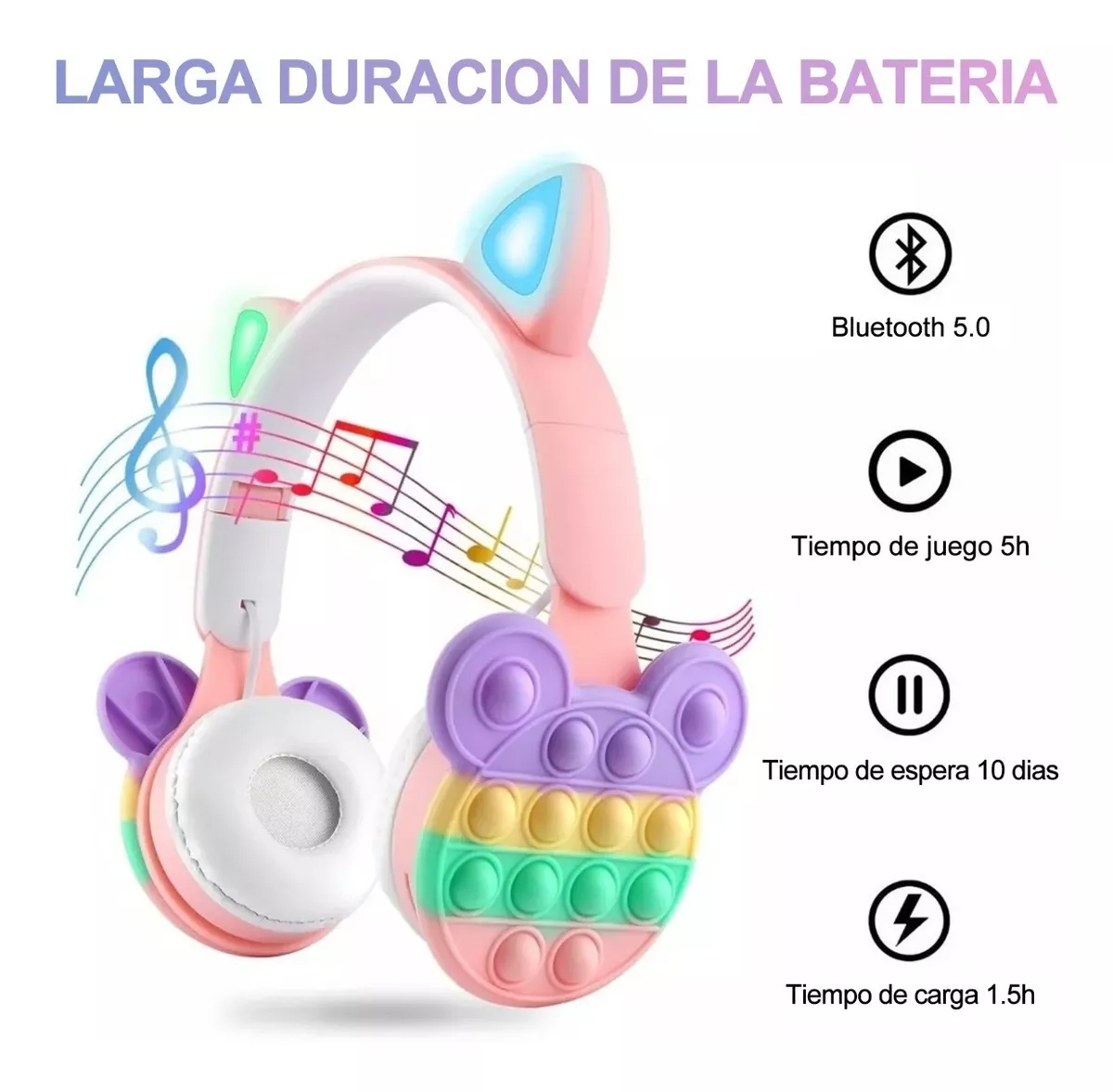 Audífonos Inalámbricos Bluetooth Diadem Micrófono Para Niños Rosa