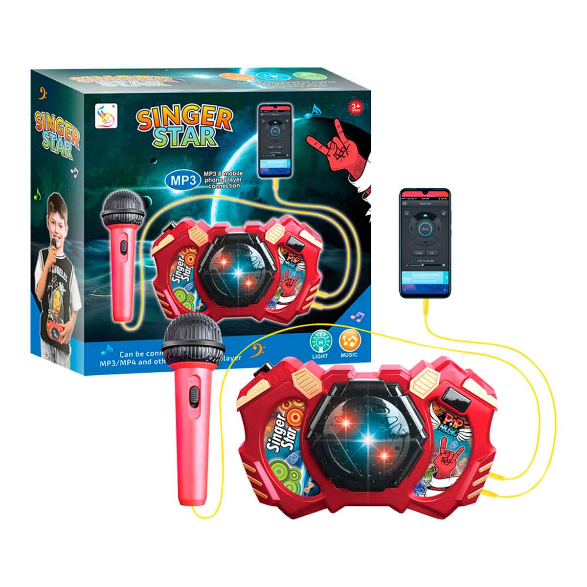 Juguete Portátil Karaoke Mp3 Para Cintura Musica Micrófono Para Niñ@S Rojo